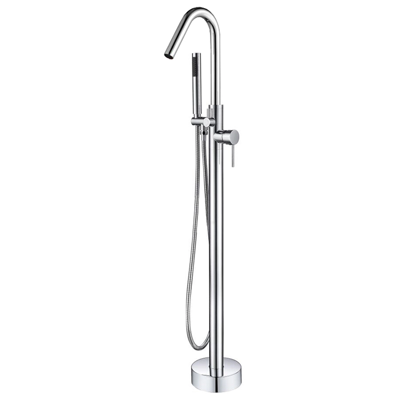 Freestanding Bathtub Faucet with Handheld Shower Sprayer | Floor Mounted Tub Filler Mixer Tap for Modern Bathrooms