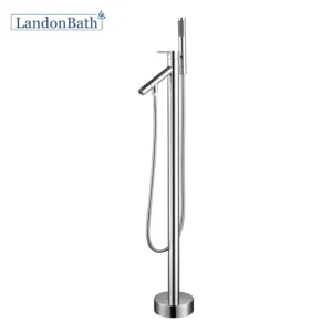 Freestanding Bathtub Faucet – Slim Round Brass Floor Mounted Tub Filler