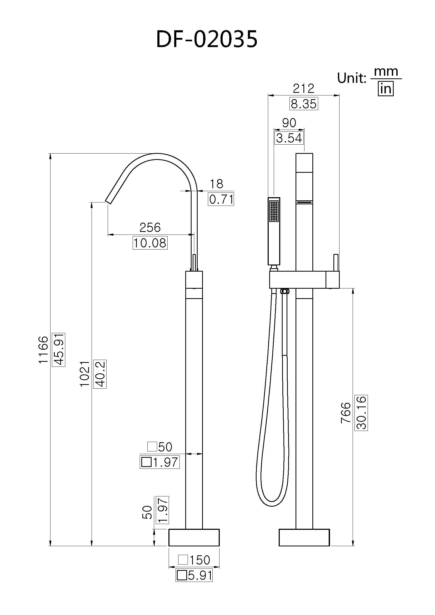 Freestanding Tub Faucet DF-02035 - Image 2