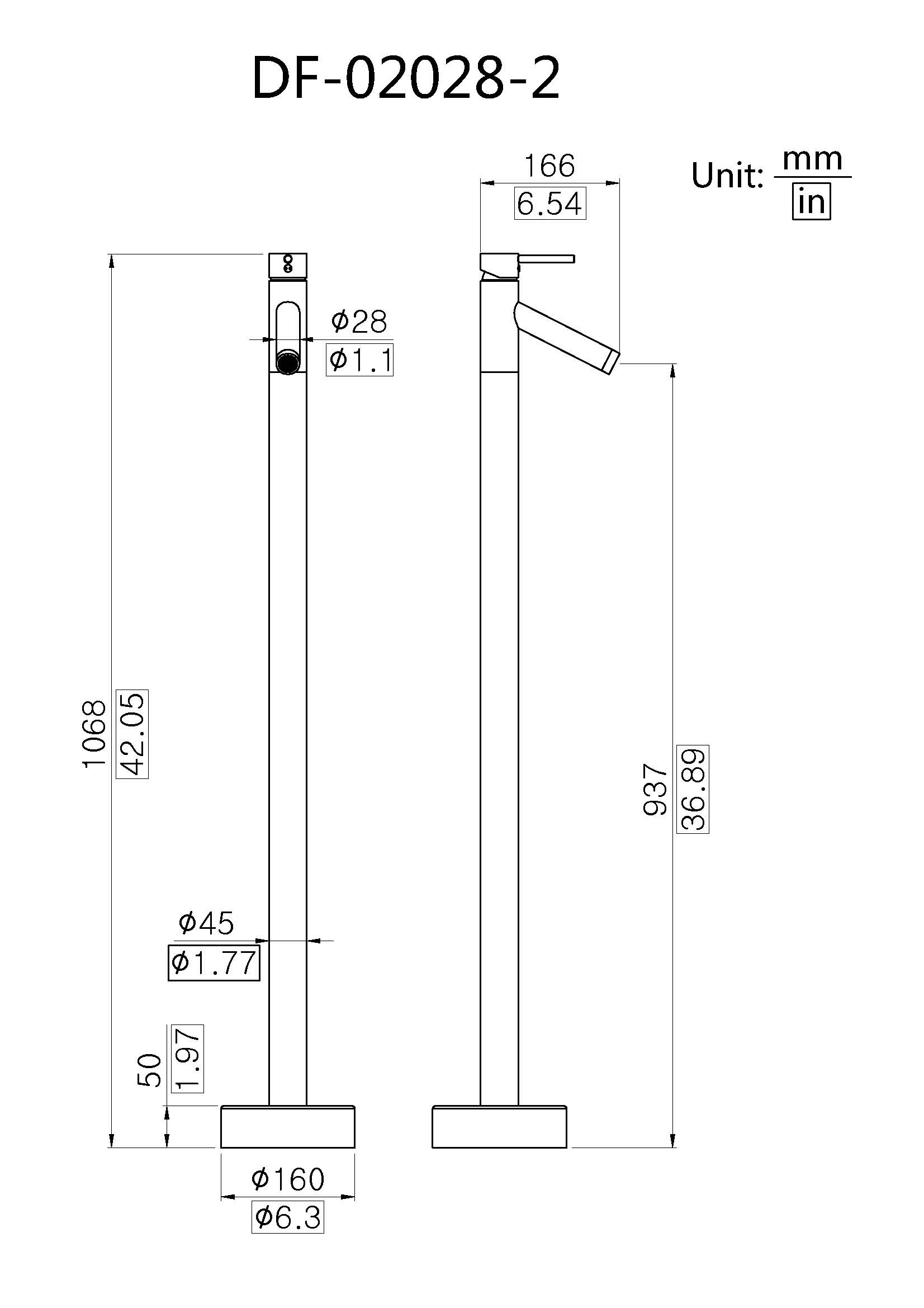 Freestanding Tub Faucet DF-02028 - Image 2