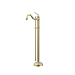 Luxury Brushed Gold Freestanding Tub Filler 11 GPM | LandonBath PVD Solid Brass Bathtub Faucet